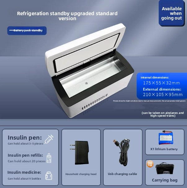 Portable Insulin Refrigeration Box with Dual-Power Cooling