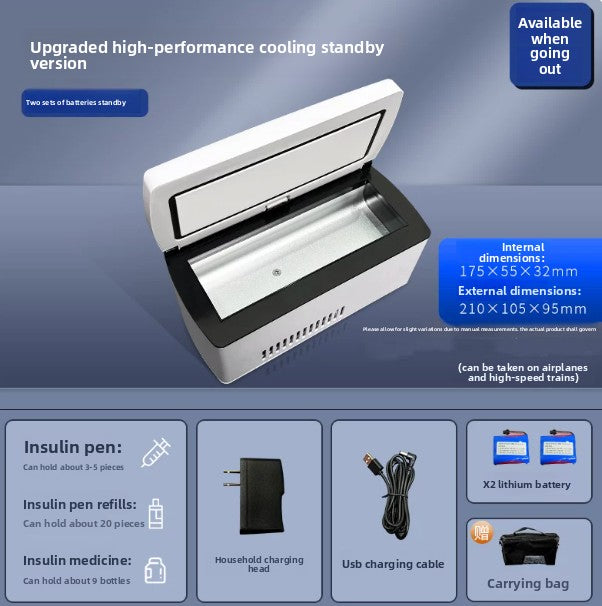 Portable Insulin Refrigeration Box with Dual-Power Cooling