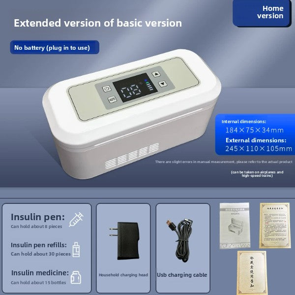 Portable Insulin Refrigeration Box with Dual-Power Cooling