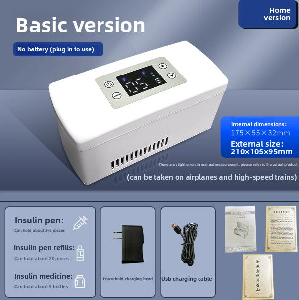 Portable Insulin Refrigeration Box with Dual-Power Cooling