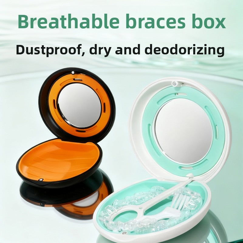 Portable Invisible Braces Storage Box with Mirror