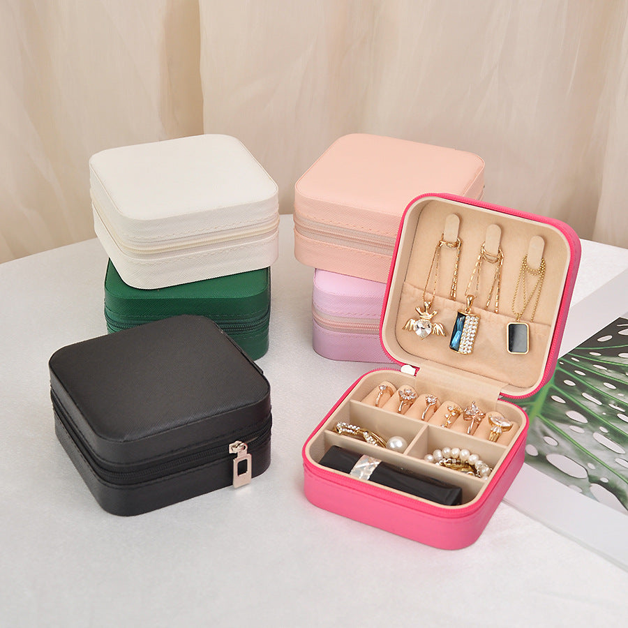 Portable Jewelry Storage Box with Compartments