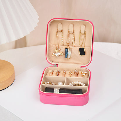 Portable Jewelry Storage Box with Compartments