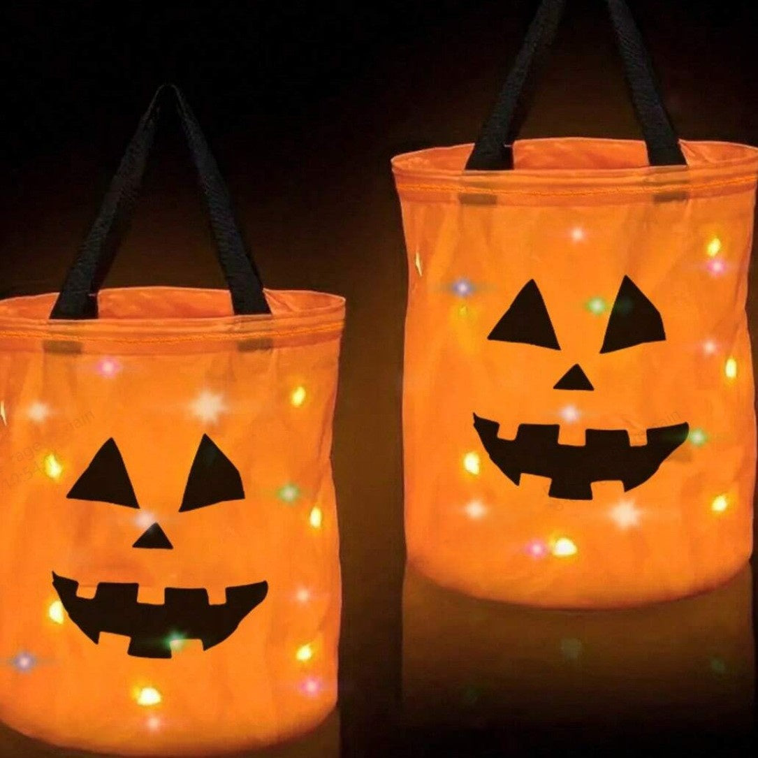 Portable LED Luminous Pumpkin Bag for Halloween Decoration