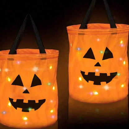 Portable LED Luminous Pumpkin Bag for Halloween Decoration