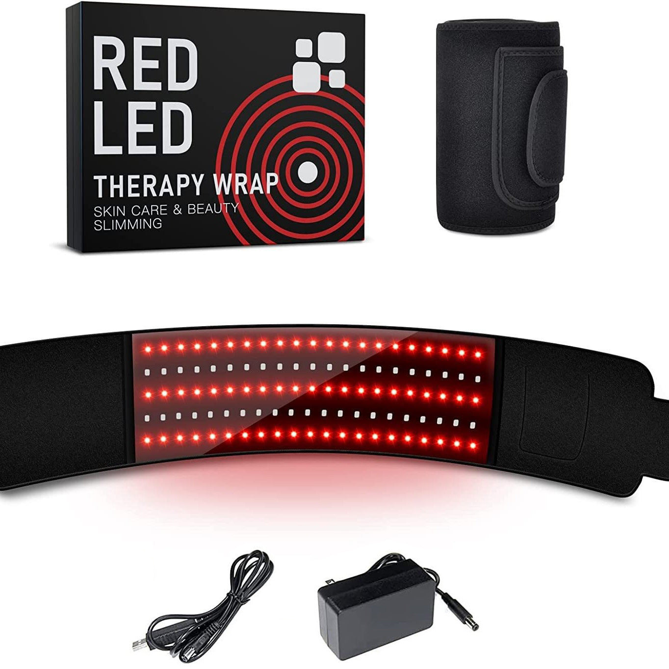 Portable LED Red Light Therapy Belt with Heating and Massage