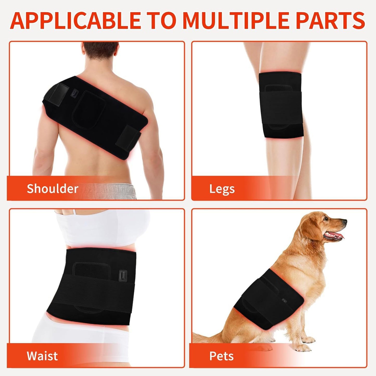 Portable LED Red Light Therapy Belt with Heating and Massage