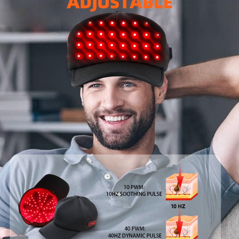 Portable LED Red Light Therapy Hair Growth Cap