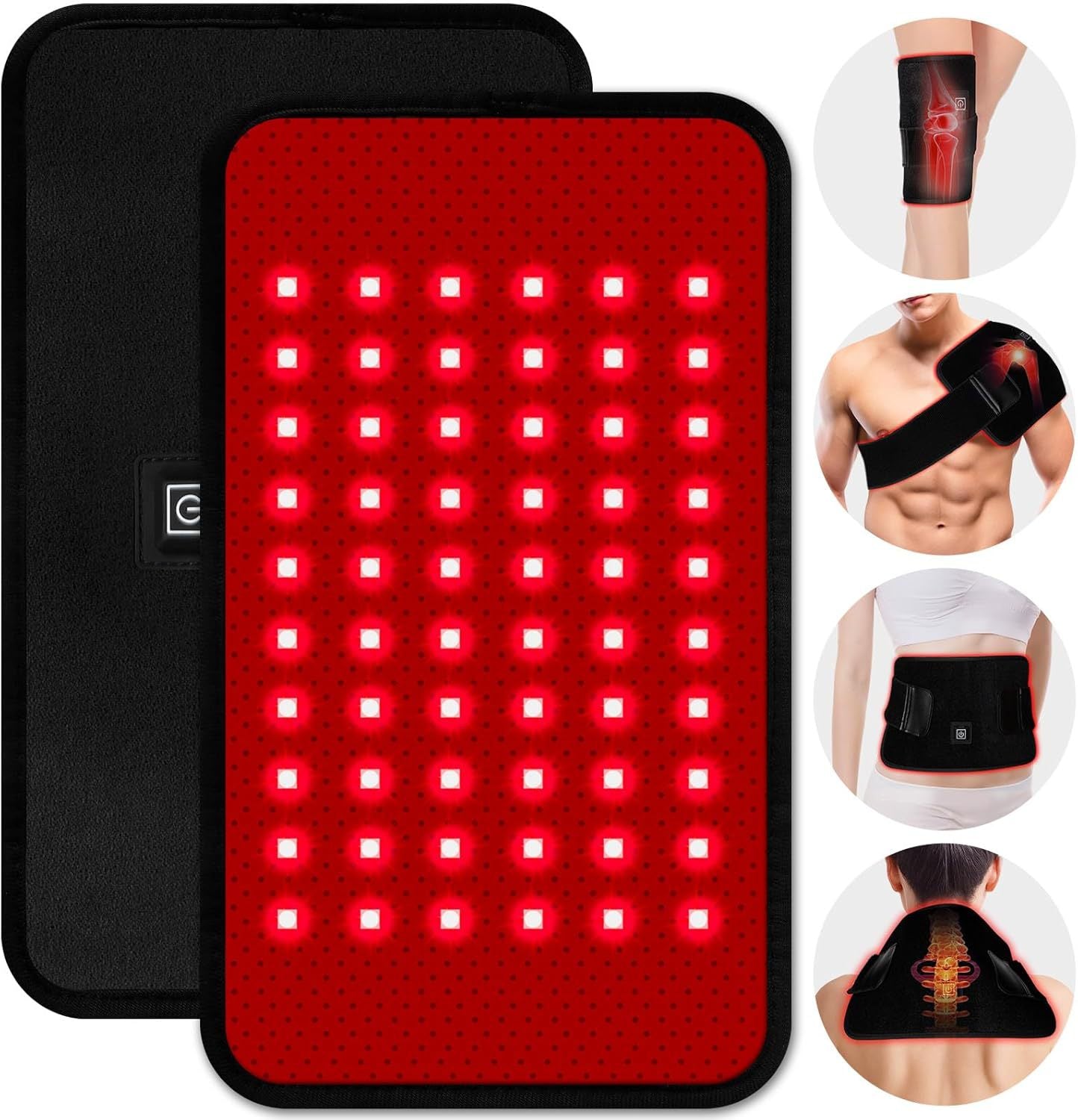 Portable Lumbar Support Heat Therapy Belt with Red Light Therapy
