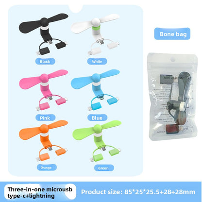 Portable Mini USB Phone Fan for Android Apple Type-C