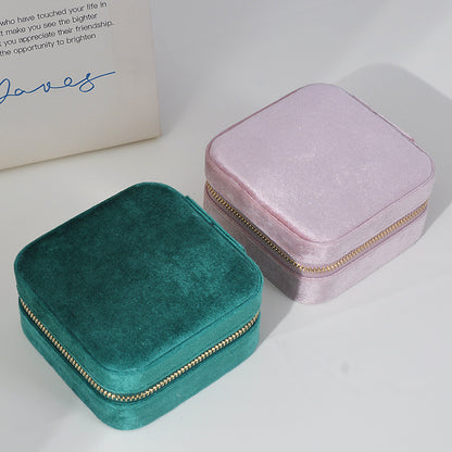 Portable Mirror Jewelry Box with Premium Velvet Storage