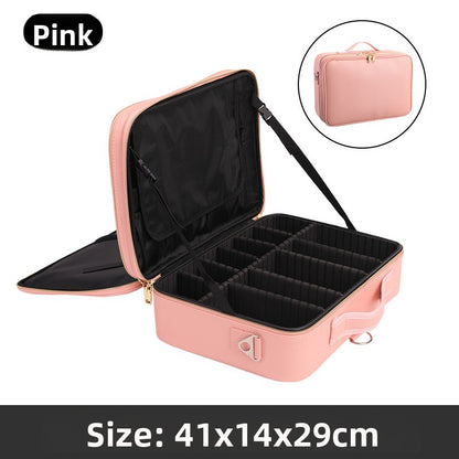 Portable Multi-Layer Cosmetic Tool Organizer Bag