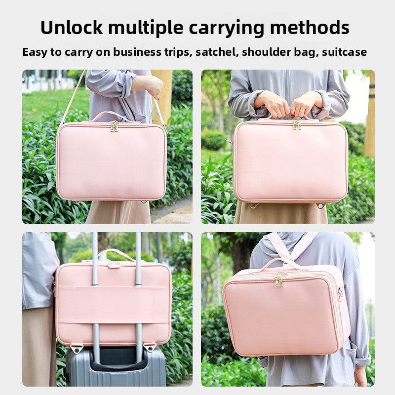 Portable Multi-Layer Cosmetic Tool Organizer Bag