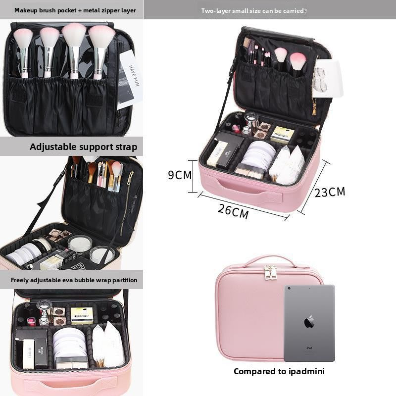 Portable Multi-Layer Cosmetic Tool Organizer Bag