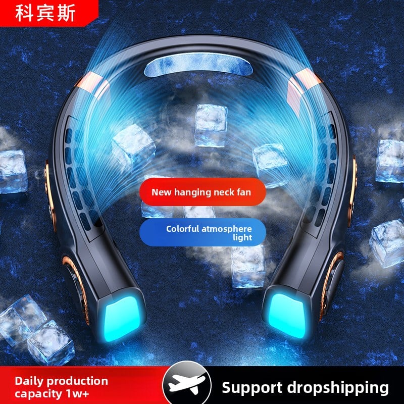 Portable neck-hanging fan
