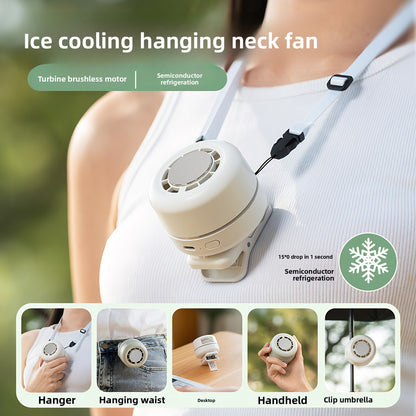 Portable Neck Hanging Fan with Cooling Function