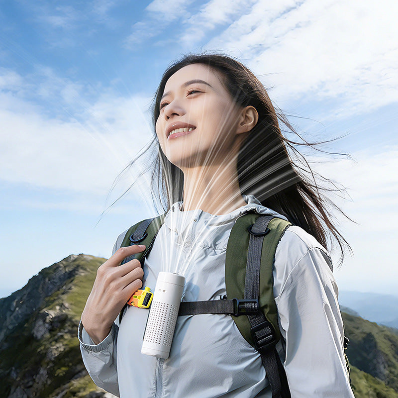 Portable Neck Hanging Fan with Flashlight
