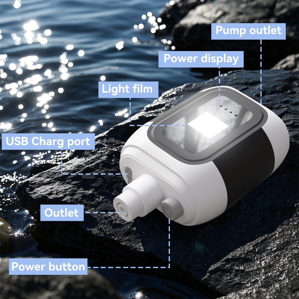 Portable Outdoor Shower with LED Light and Booster Pump