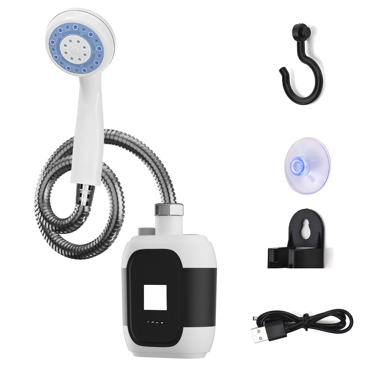 Portable Outdoor Shower with LED Light and Booster Pump