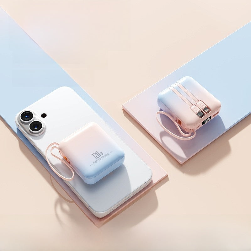 Portable Power Bank Mini Power Bank with Built-In Cable