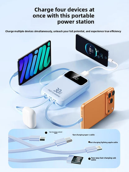 Portable Power Bank with Built-in Cable Fast Charging