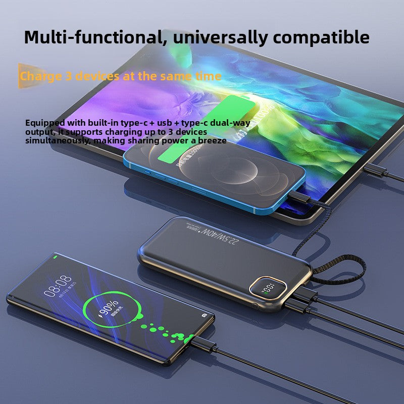 Portable Power Bank with Built-in Cable
