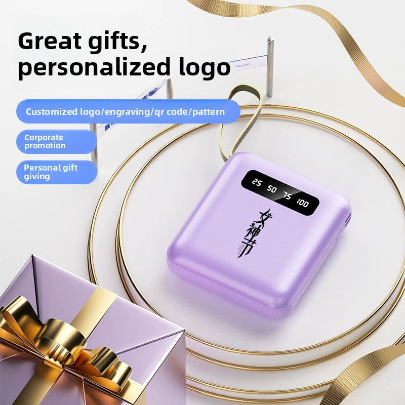 Portable Power Bank with Built-in Cable, Multi-Output, Digital Display