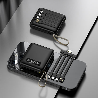 Portable Power Bank with Built-in Cable, Multi-Output, Digital Display