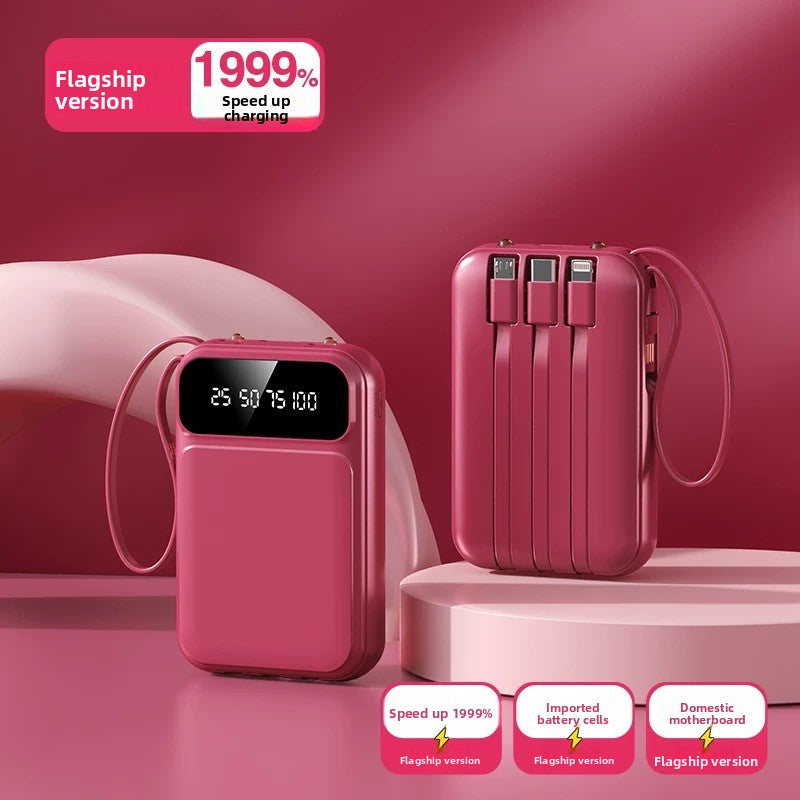Portable Power Bank with Built-in Cables