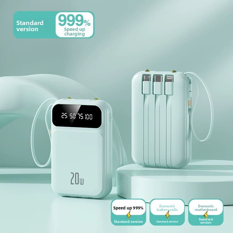 Portable Power Bank with Built-in Cables