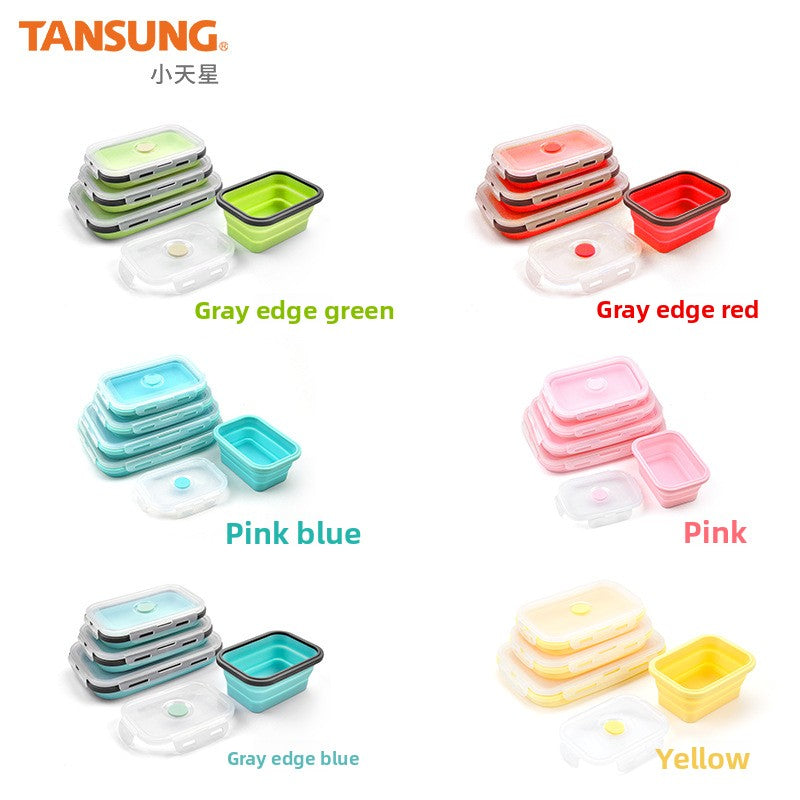 Portable preservation folding silicone lunch box