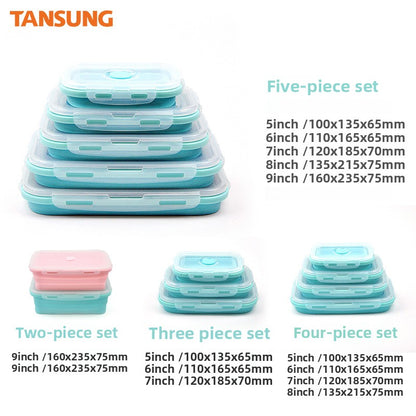 Portable preservation folding silicone lunch box