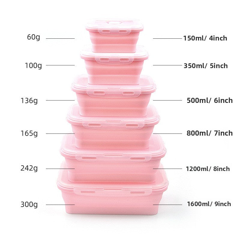 Portable preservation folding silicone lunch box