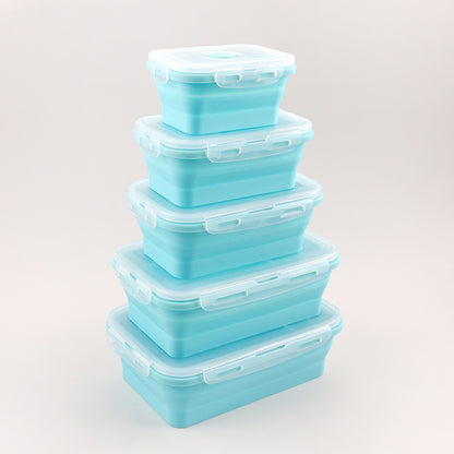 Portable preservation folding silicone lunch box