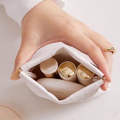 Portable PU Cosmetic Bag with Automatic Zip
