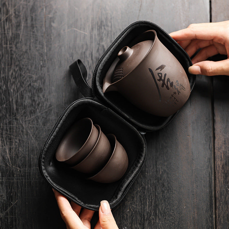 Portable Purple Sand Tea Set