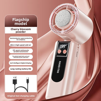 Portable Rechargeable Handheld Fan with Digital Display