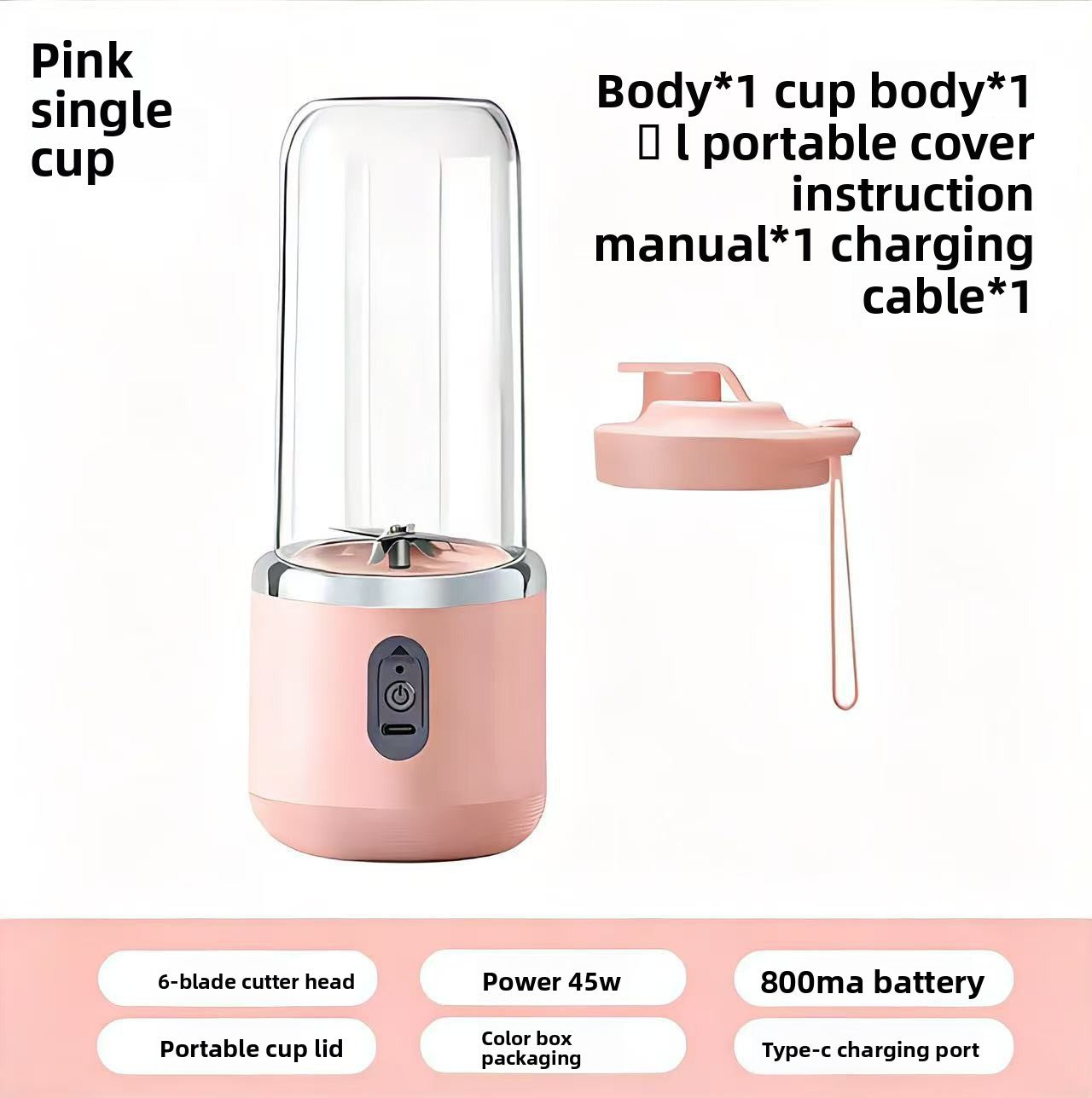 Portable Rechargeable Juicer Cup with USB Charging