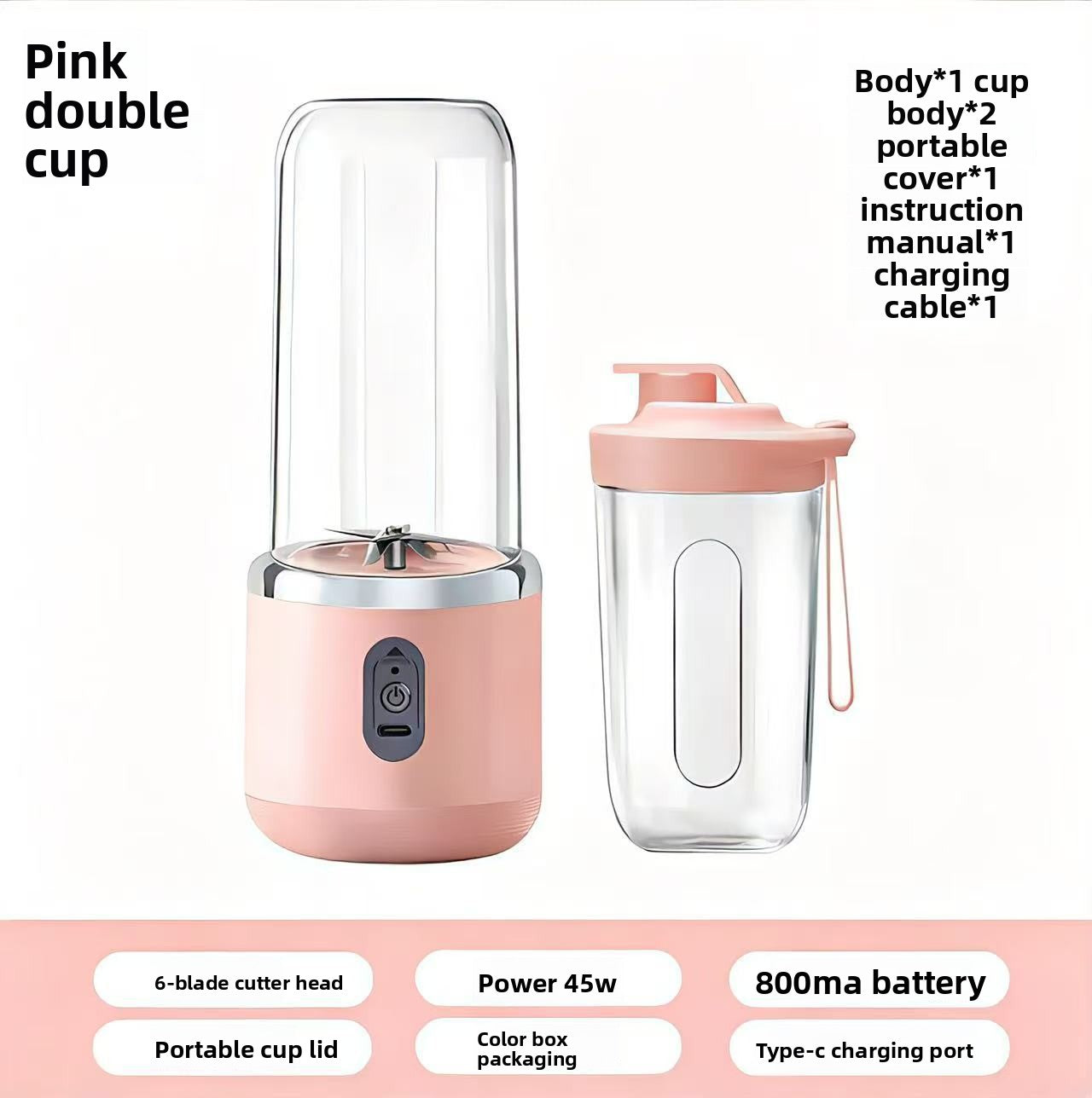 Portable Rechargeable Juicer Cup with USB Charging