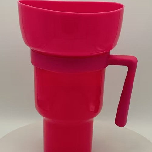 Portable Snack Drink Cup with Handle and Straw