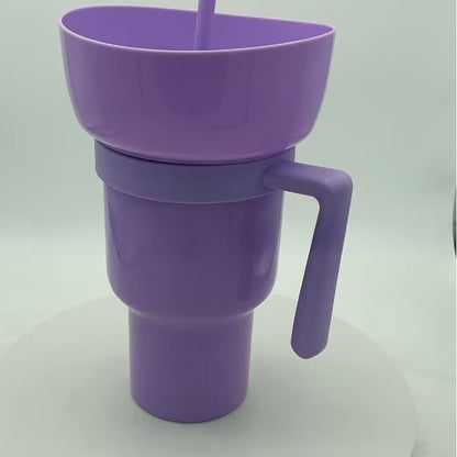 Portable Snack Drink Cup with Handle and Straw