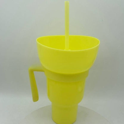 Portable Snack Drink Cup with Handle and Straw