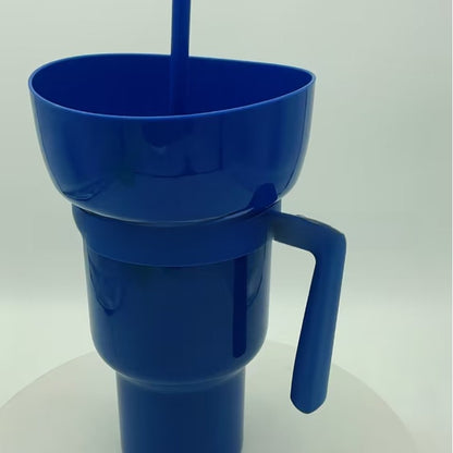 Portable Snack Drink Cup with Handle and Straw
