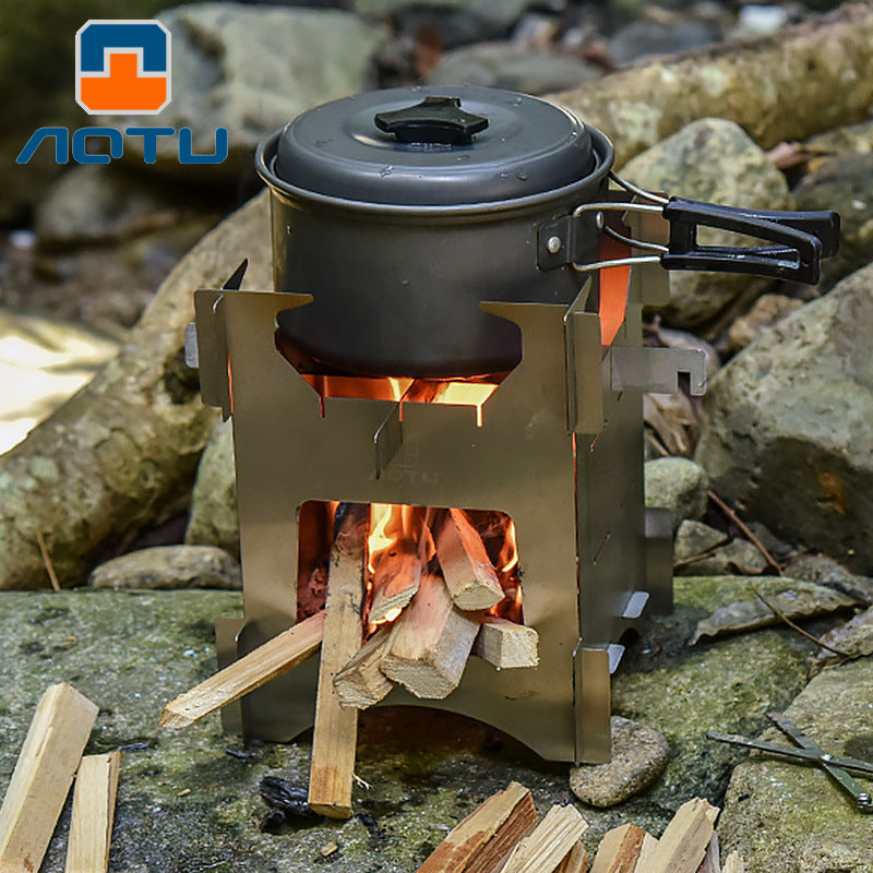 Portable stainless steel firewood stove for outdoor use