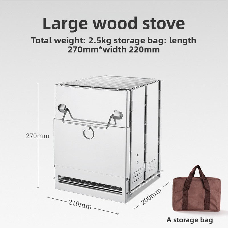 Portable Stainless Steel Folding Charcoal Stove for Camping BBQ