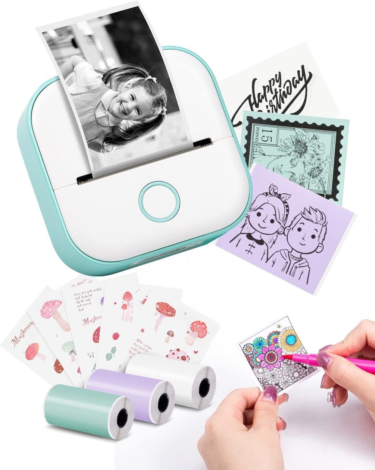 Portable Thermal Label Photo Printer