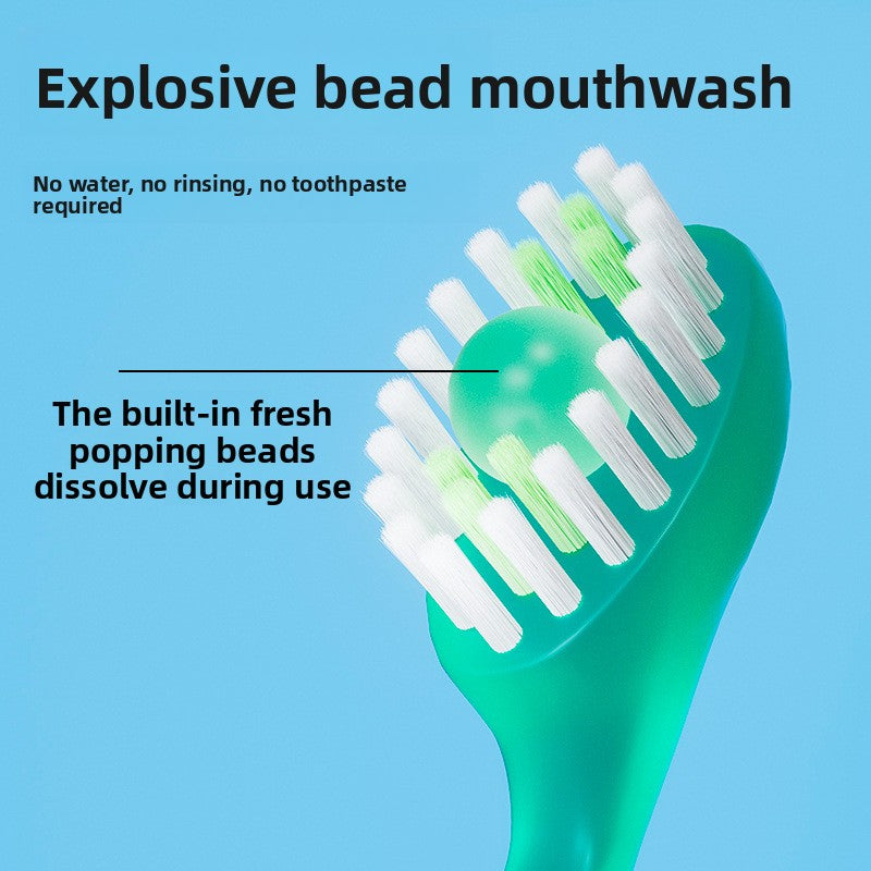 Portable Three-in-One Disposable Toothbrush with Floss and Mouthwash