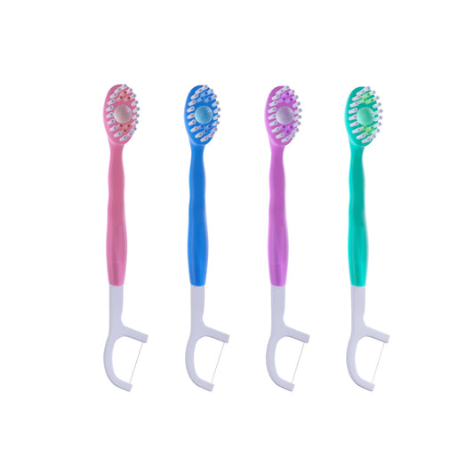 Portable Three-in-One Disposable Toothbrush with Floss and Mouthwash