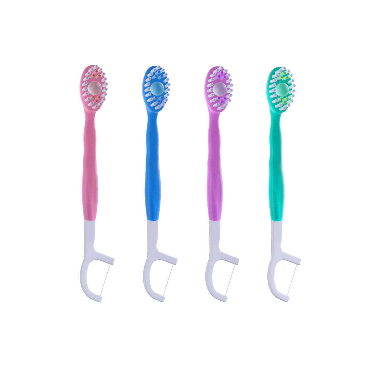 Portable Three-in-One Disposable Toothbrush with Floss and Mouthwash