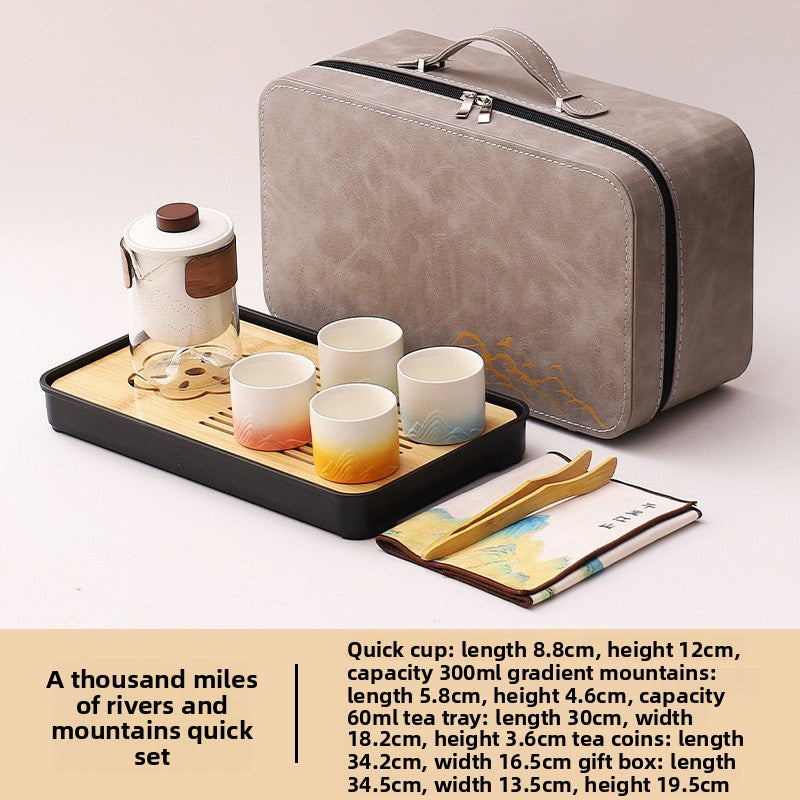 Portable Travel Tea Set with Traditional Design